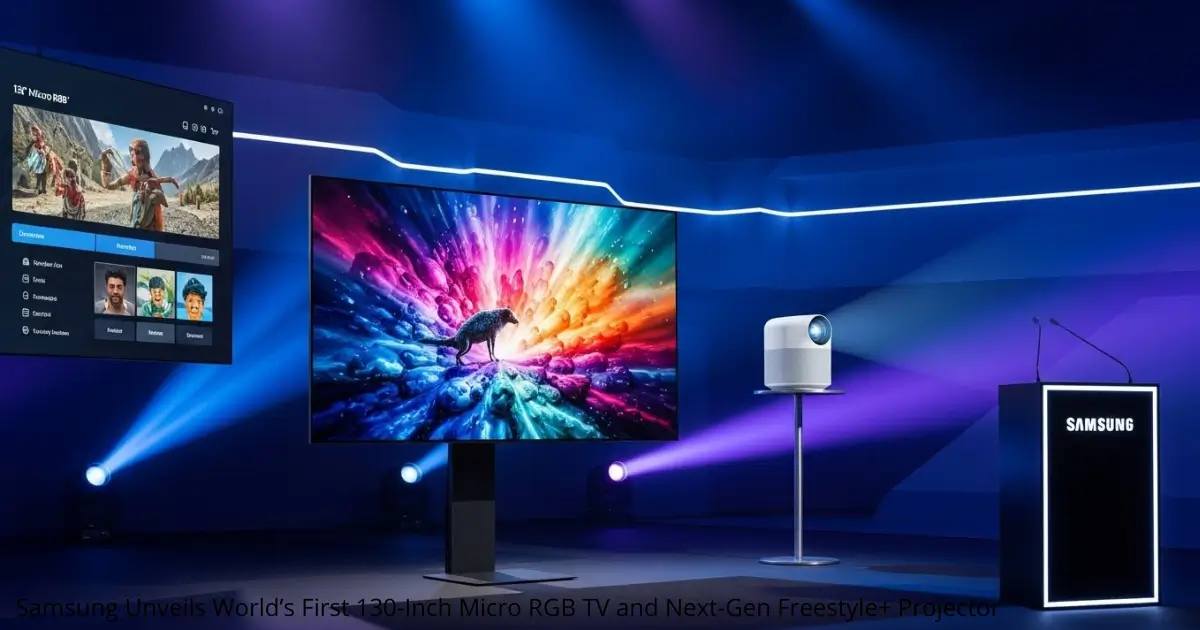 Samsung Unveils World’s First 130‑Inch Micro RGB TV and Next‑Gen Freestyle+ Projector